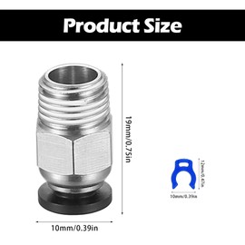 Pack of 10 PC4-M10 Plugs, PC4-M10 Pneumatic Connectors, PC4-M10 Straight Pneumatic Connectors, PC4-M10 Connector, Straight Pneumatic PTFE Quick Fitting for 3D Printers, Thread M10