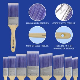 DoubYCYC, Paint Brushes, 8 Pack, Paint Brush Set, Paint Brushes for Walls, Wood, Stain, Furniture, Flat & Angle Brushes for Latex and Oil Paints, Interior & Exterior Home Improvement