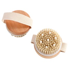 2Pcs Dual-Use Dry Body Brush with Natural Bristles, Body Brush Lymphatic Drainage for Massage, Remove Dead Skin and Cellulite.