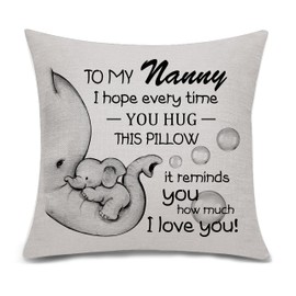 Bacmaxom Nanny I Hope Every Time You Hug This Pillow It Reminds You How Much I Love You Cushion Cover for Nanny from Grandchildren Kids Parents Birthday Mother's Day (I love you-nanny)