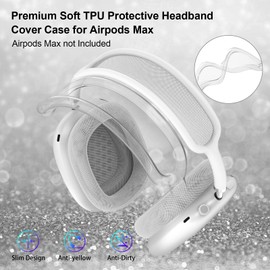 Aircawin for AirPods Max Case Headband Case Cover,Clear Headband Cover Protector,Soft TPU No-Yellow Sweatproof Washable Cushion/Top Pad Protector Sleeve Cover for Airpods Max Accessories-Translucent