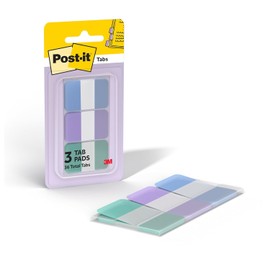 Post-It 3M, Banderitas Adhesivas, Colores Pastel: Rojo/Amarillo/Morado, 2.54cm x 3.81cm, 3 Pads: 36 Hojas - (686-SUN)