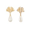 Sylph Pearl Drop Earring for Women Dangle Statement Earrings Faux Pearl Apricot Leaf Earrings Enamel CZ Stud Earring Bridal Wedding
