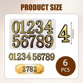 60 Pcs Mailbox Numbers for Outside, 3D Self-Adhesive Gold Mailbox Numbers - Door Address Stickers for House, Apartment, Office, Hotel Room (2 Inch, Gold)