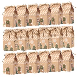 JOYIN 24 Pcs 3D Christmas Box, Candy House Christmas Box, Kraft Paper Gift Box, Xmas Goodie Paper Boxes, School Classroom Party Toy Supply, Kids Xmas Fun Gifts