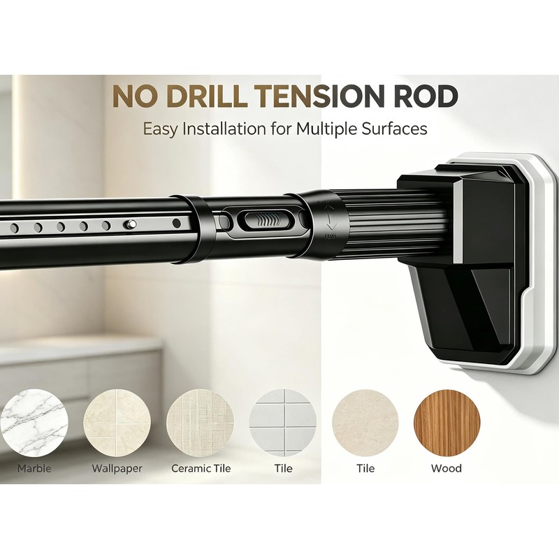 Tension Shower Curtain Rod No Drilling,Extra Long Tension Rod 41-88