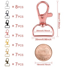 Pack of 50 Key Chain Twist Clasps Lanyard Carabiner Clasp Key Chain Clip Key Ring for Key Fob (2 cm Inner Width) (Multi-Colour)