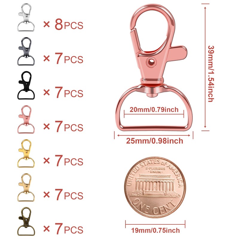 Pack of 50 Key Chain Twist Clasps Lanyard Carabiner Clasp