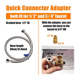 Automatic Animal Drinking Water Bowl with Float Valve and Drainage Hole, 304 Stainless Steel Livestock Dispenser Waterer Kits Included Water Hose, 3/4''Adaptor, Float Valves Mounting Bolts (1 Set)