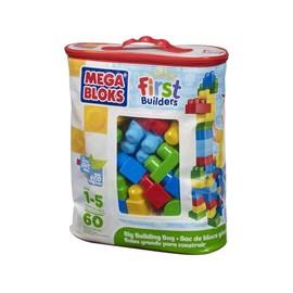 Mega Bloks Big Building Bag, 60-Piece (Classic) | Coloridas y fáciles de apilar, ideales para manos pequeñas; motricidad fina