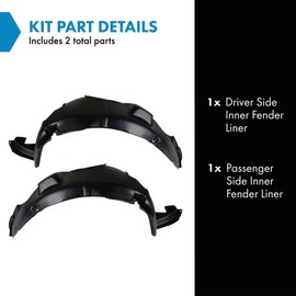 TRQ TRQ Inner Fender Liner Set Compatible with 2010-2013 Kia Forte Koup KI1248118 KI1249118