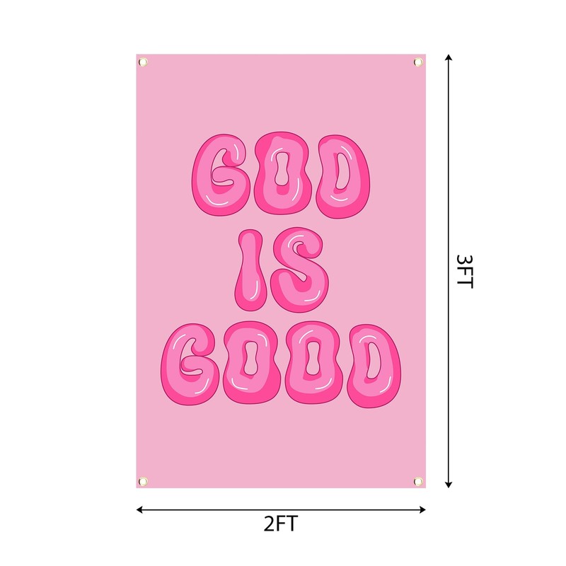 Tapestri God is Good Pink Wall Decor Flag 2x3 Feet