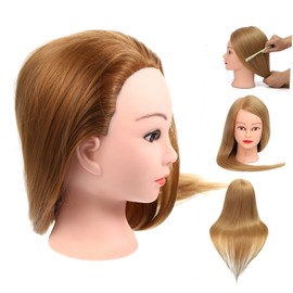 Healeved Golden Hair Styling Mannequin Head Cosmetology Practice Tool for Braiding and Hairdressing Clamp for Hairdressers and Students