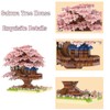 Pink Cherry Blossom Tree House Micro Blocks Model, Building Blocks
