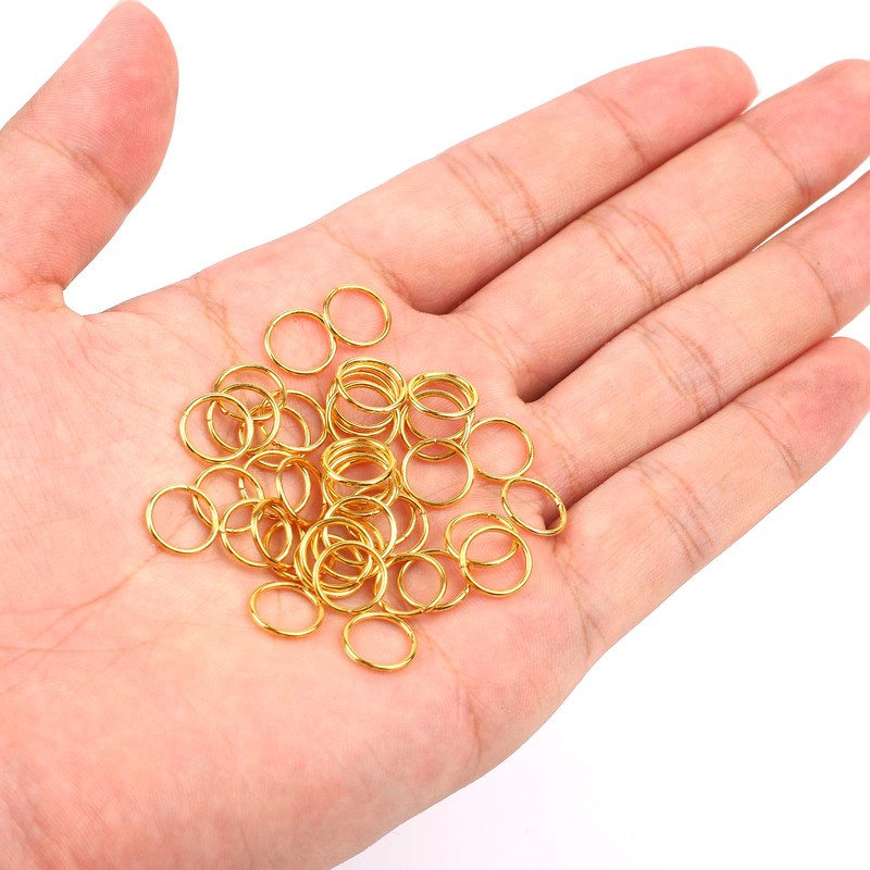 HUIHUIBAO 100 Pieces 10mm Open Jump Ring Metal Split Rings