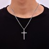 Fiusem Cross Necklace for Men, Stainless Steel Mens Cross Necklaces