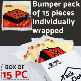 S&F STEAD & FAST Tack Cloth for Painting, 15-pc Premium Tack Cloths for Removing Dust from Woodworking, Tac Cloths/Tack Rag Bulk Set, 18"x36", Tack Rags for Staining, Automotive