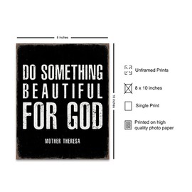 Christian Wall Art - Catholic Gifts for Men Women Woman Man - Do Something Beautiful for God Mother Teresa Quotation - Religious Wall Decor - Inspiration spiritual Christianity Religion Home Decor