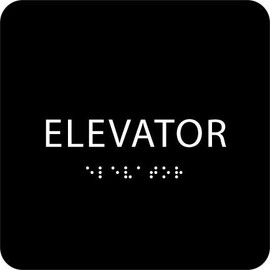 Black ADA Elevator Sign with Braille â Made from Durable Acrylic and Ready to Mount