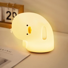 Etlephe Cute Duck Night Light, Why Duck Silicone Nursery Night Light Rechargeable 3 dimmable Levels Table Lamp with Touch Sensor for Bedrooms White