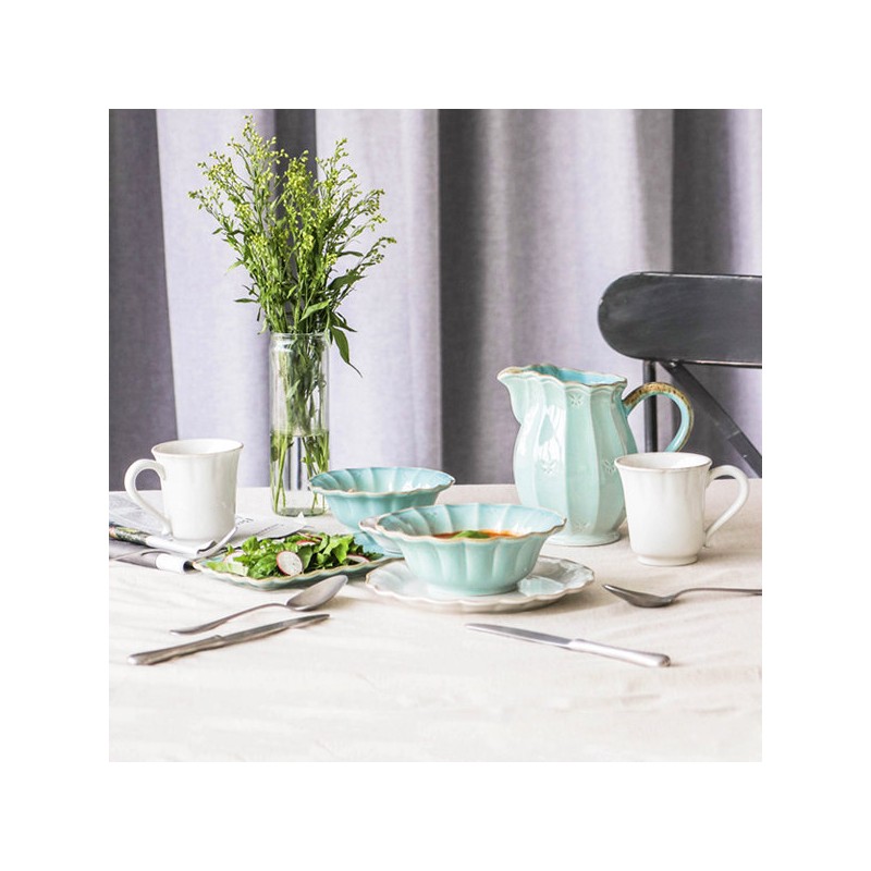 Costanova Oliva ceramic bowl white/aqua 42 types, aqua aqua_cotton rag