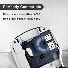 KCMYTONER 30 Pack Compatible for Dymo Rhino 1805443 Black on White 1" x 4.9' Industrial Heat Shrink Tube Labels for Rhino 6000 6500 Label Maker