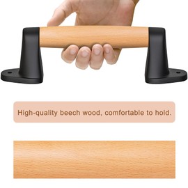 SELEWARE 9'' Barn Door Pull Handle Wood Handle for Fence Gate Barn Door Closet Sliding Door Sheds Indoor Handrail Playground Safety Handles, Comfy & Long Last Using, 4 Pack