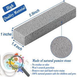 FAZMoss 6Pack Pumice Stone for Toilet Cleaning - Powerful Cleaner for Hard Water Rings, Calcium Buildup & Stains - Ideal for Toilet, Bathtubs, Kitchen Sink, Grill Cleaning (grey), Gray