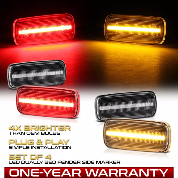 Venom Inc. 4PC Clear Lens Amber Red LED Rear Side