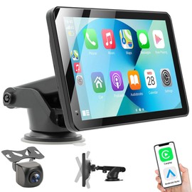 Portable Carplay Screen for Car, 7" HD Touchscreen Car Stereo with Wireless Android Auto, Car Audio Receivers with Backup Camera/GPS Navigation/Mirror Link/Voice Control/Bluetooth