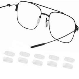 Eyeglass Nose Pads 5 Pairs Push in Soft Silicone Replacement Rectangle Push Slide Slip in Silicone Nosepads for Eye Glasses Eyeglasses Sunglasses, Clear,S size