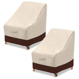 Vailge Vailge High Back Patio Chair Cover,Waterproof Outdoor Chair Covers,600D Heavy Duty High-Back Chair Outdoor Patio Furniture Cover - (2 Pack - 35" L x 28W x 35" H, Beige & Brown)