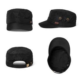Comhats Mens Waterproof Army Cap Military Cap Baseball Caps, Unisex Rain Cadet Hat for Outdoor Golf Walking, Breathable & Adjustable & Lightweight, Black XL