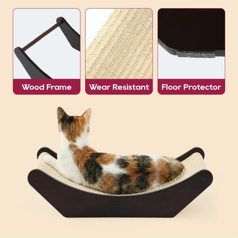 Zakkart Cat Sisal Scratching Bed Hammock, 2-in-1 Cat Scratcher &