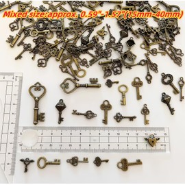 YYHDTYFY - Juego de 150 llaves de esqueleto clásico para hacer joyas, bodas, fiestas, Mixed size, Metal, No es una piedra preciosa