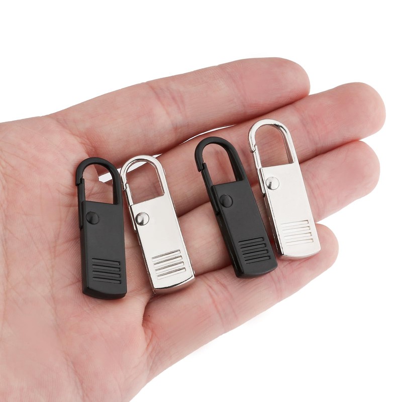 4PCS Black Zipper Pulls Replacement Broken Zipper Pull Repair Kit