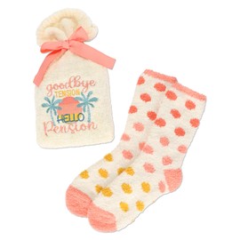 MeMoi Goodbye Tension Hello Pension Cozy Socks & Gift Set Ivory One Size