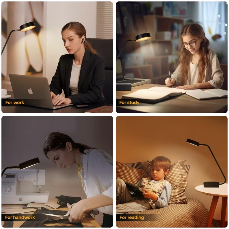 LED Desk Lamp with Wireless Charger,Industrial Table Lamp with 2