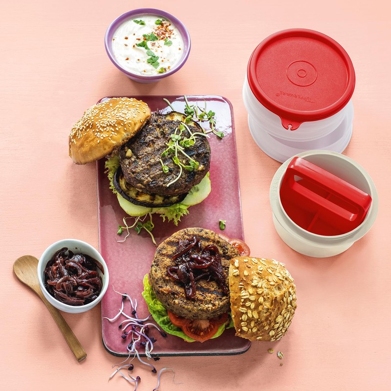 Tupperware Hamburger Press and 4-Container Set, Dishwasher Safe and BPA