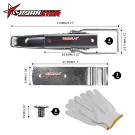 RYANSTAR RACING 2 PCS Utility Trailer Lift Gate Latches with Gloves and Bolts Compatible with RV Camper Caravan Replacement Accessories Trailer Gate Latch Handle Parts