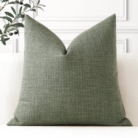 Artscope Set of 1 Cushion Cover, Plain Throw Cushion Cover, Linen Cushion Covers, 50 x 50 cm, Modern Decorative Cushion Cover Set, Cushion Case for Sofa, Bedroom, Home Decor, Grey Green