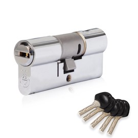 XFORT Colossus Polished Chrome 3 Star Kitemarked Euro Cylinder Lock 50EX/50 (100mm), British Standard TS007 Anti-Snap Barrel Lock, uPVC Door Lock.