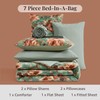 CASAAGUSTO King Comforter Set, 7 PCS Sage & Red Floral
