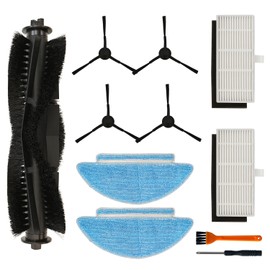 9 Pcs Accessories Kit for Tikom L9000 Robot Vacuum Cleaner Replacement Parts, 1 Main Roller, 4 Side Brush, 2 Hepa Filter, 2 Mop Cloths
