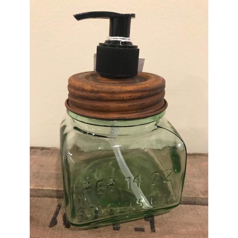 CWI Collection Green Glass Soap/Lotion Dispenser - Embossed with Dazey