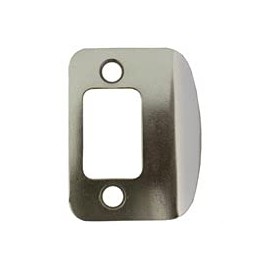 Full Lip Round Corner Deadbolt Strike Plate, 2-1/4 Inches, 1-5/8" Center-to-Center, Satin Nickel by Stone Harbor Hardware