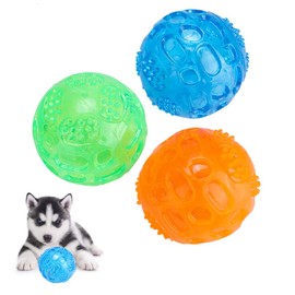 Pack of 3 Pet Chew Toy Rubber Pick Balls Bright Colours Dog Chewing Balls Dogs Puppies Children's Diseases Toy Interactive Squeaky Dog Chewing Toy for Small Medium Dogs