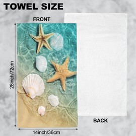Wotinsi Starfish and Seashell Hand Towels for Bathroom Set of 2 Hand Towels Soft Absorbent Bath Hand Towels for Kitchen Sports Gym Yoga Home Decor 14 x 28 in