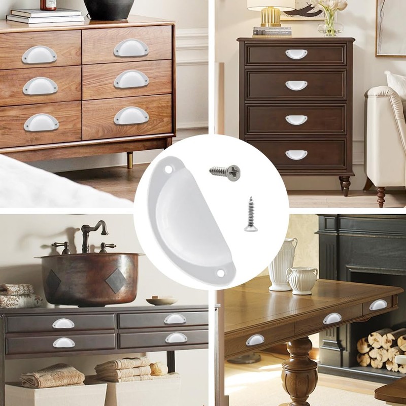 Hocansen 12 PCS Shell Cup Handles 81mm Metal Drawer Pull