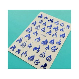 Generic Fire Flame 3D Nail Stickers Laser Gold Silver Red Blue and Rose Red Xf3279 Blue Nail Wraps Stickers Manicure Supplies for Women Nails Full Long Lasting Easy Apply and Remove